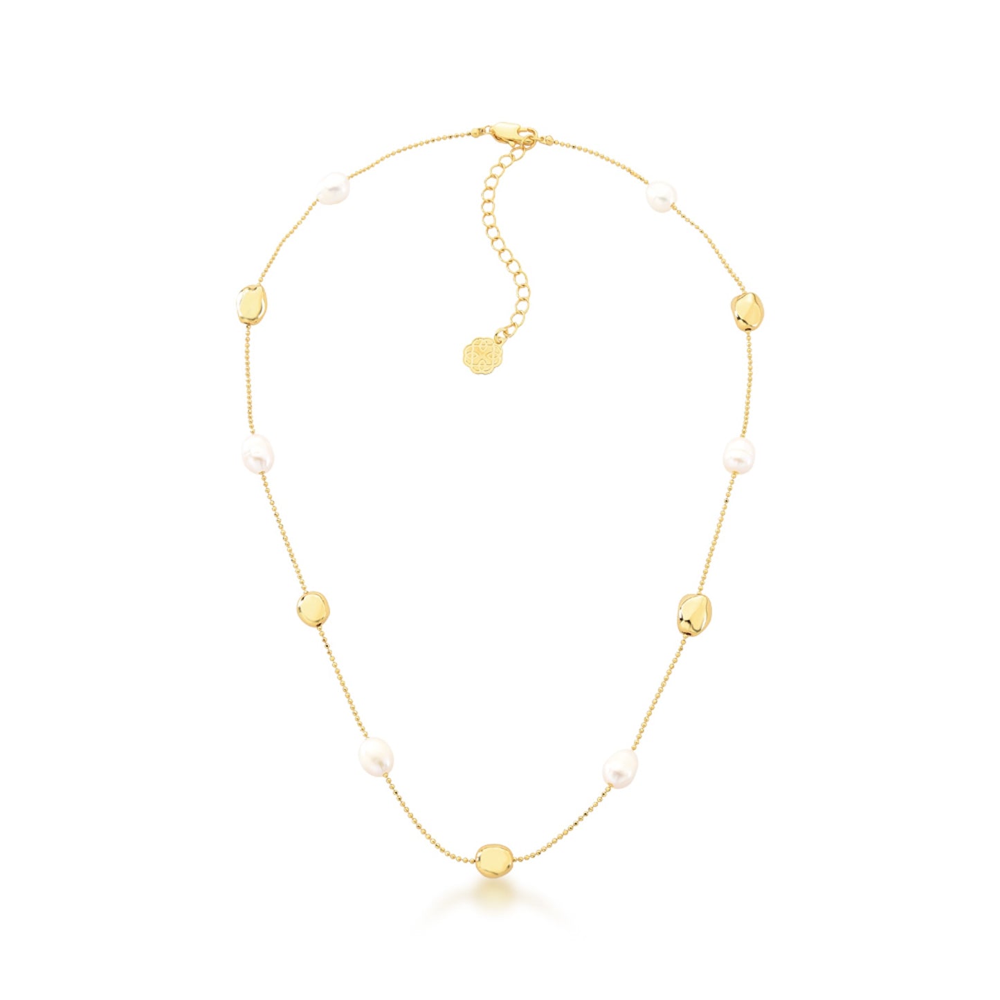 Natural Pearl & Gold Bead Necklace