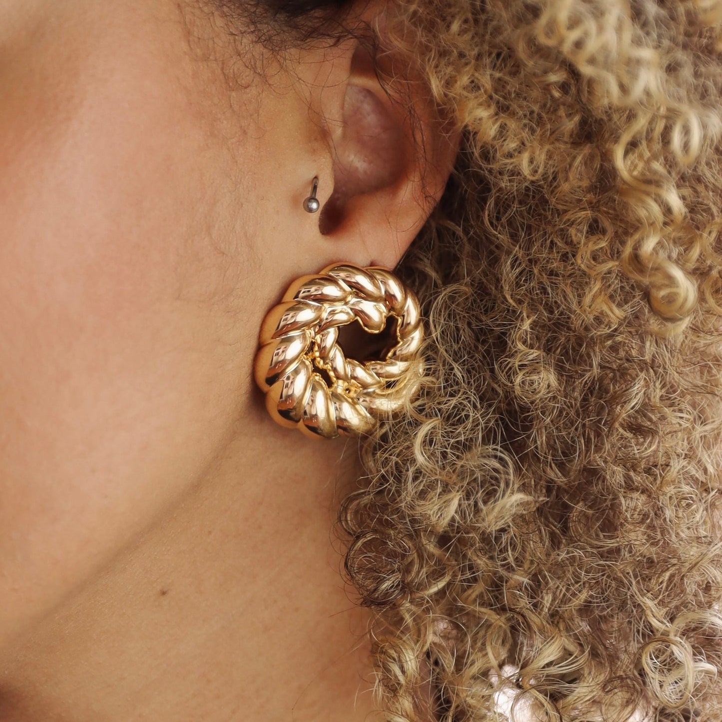 Gold Ember Button Earrings