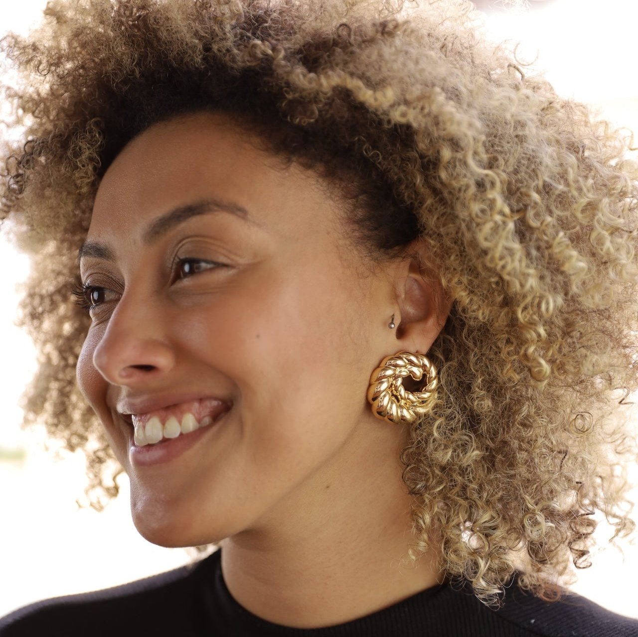 Gold Ember Button Earrings