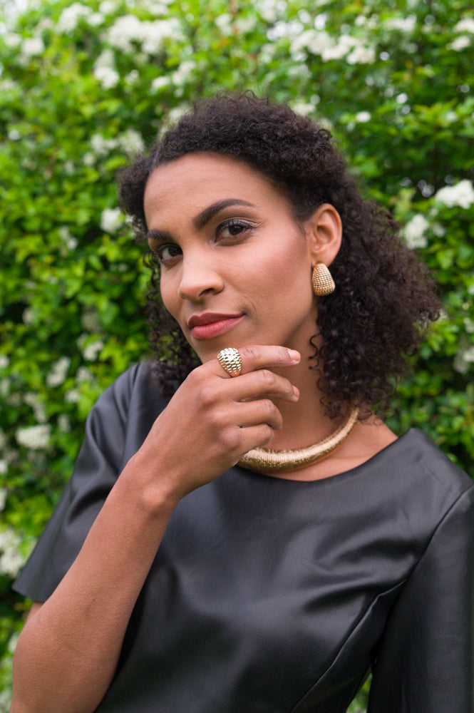 statement jewellery ring, earring and necklace