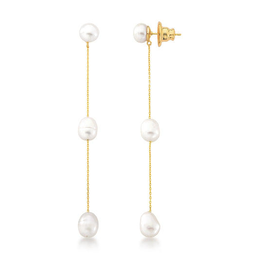 Three Pearls Long Earrings