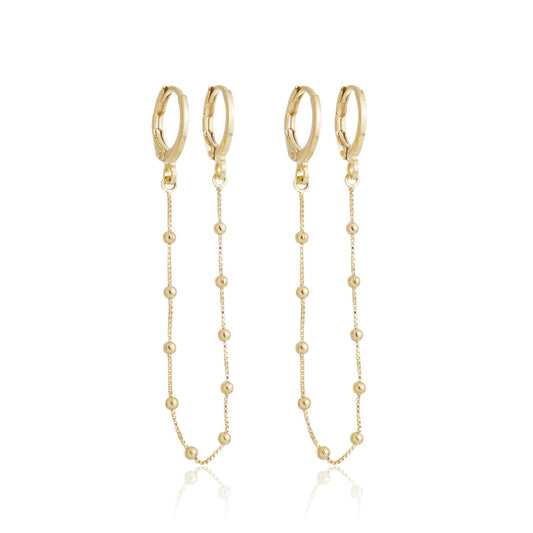 Long Chain Double Hoop Earrings