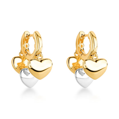 Trio Heart Hoop Earrings