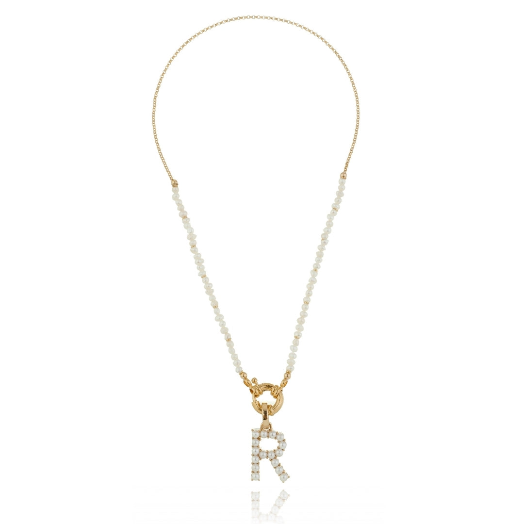 Petal Printed Initial Necklace