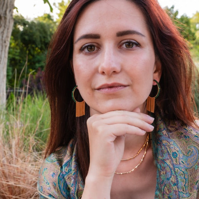 Emerald Cascade Hoop Earrings