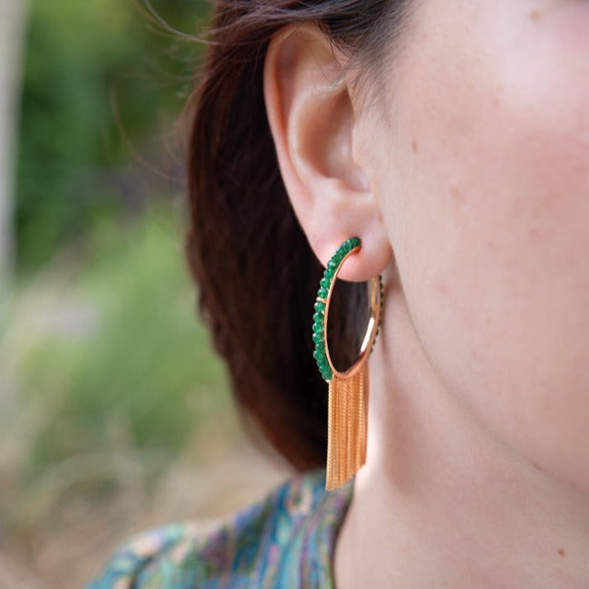 Emerald Cascade Hoop Earrings